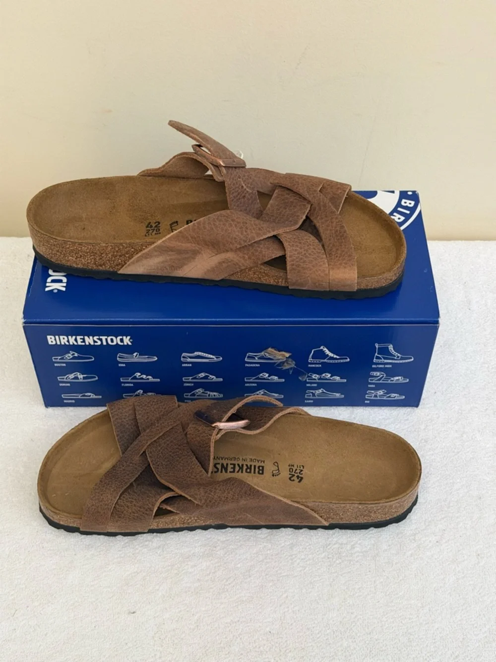 Birkenstock Unisex Lugano Leather Sandals Size EU42,‎ USM9/W11